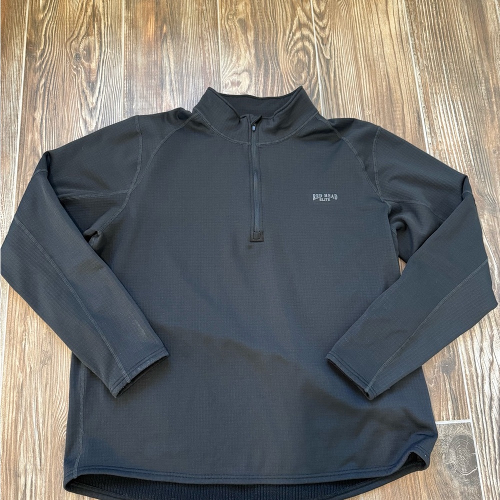 RedHead Elite Men's 1/4 Zip Pullover Shirt Black Textured Fleece Lined 2XL